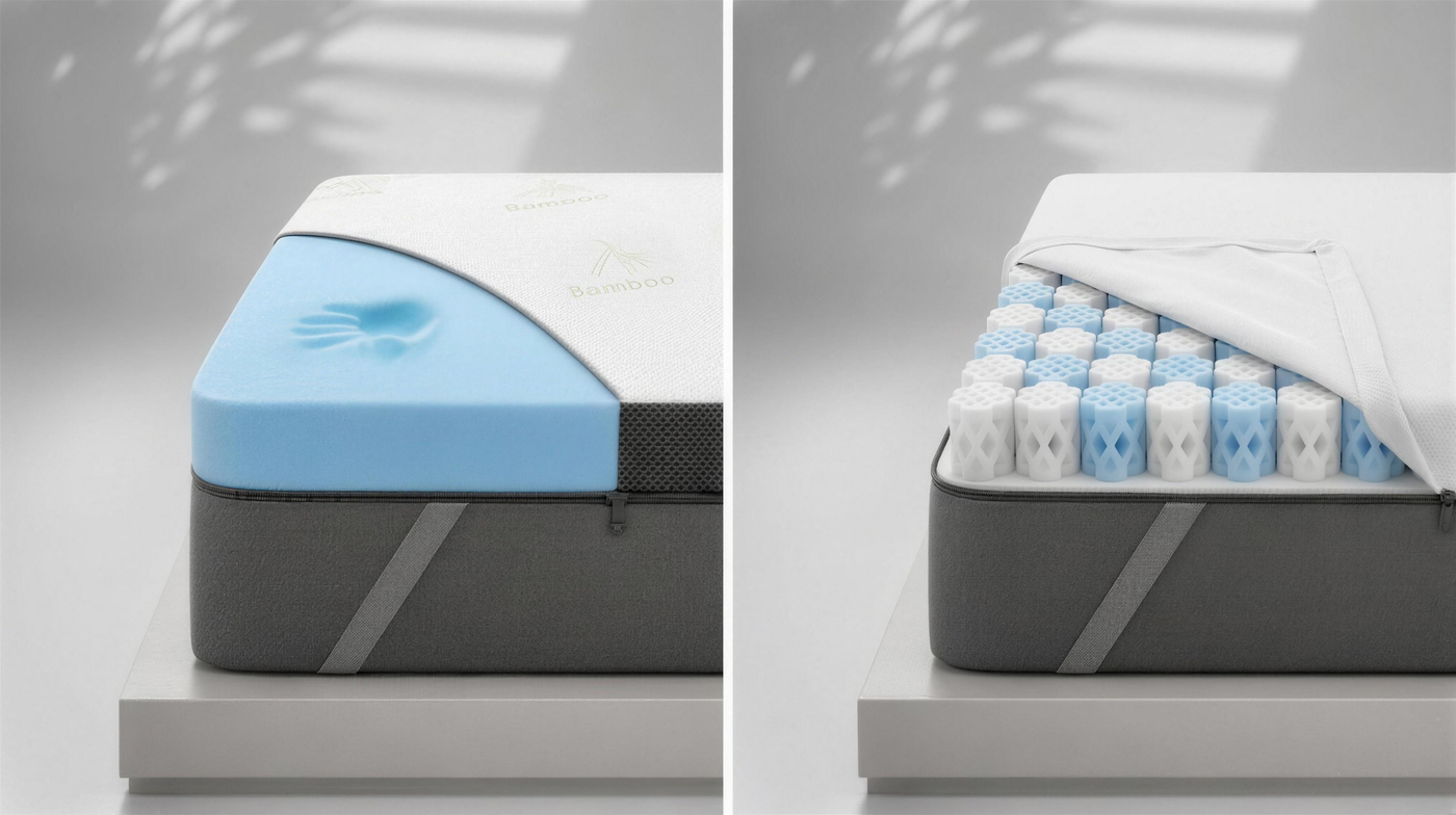 Dormeo and Dolveo mattress toppers side by side